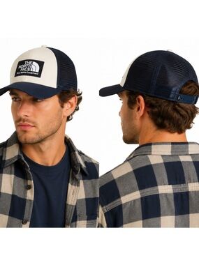 The North Face Navy Blue and Ivory Trucker Hat